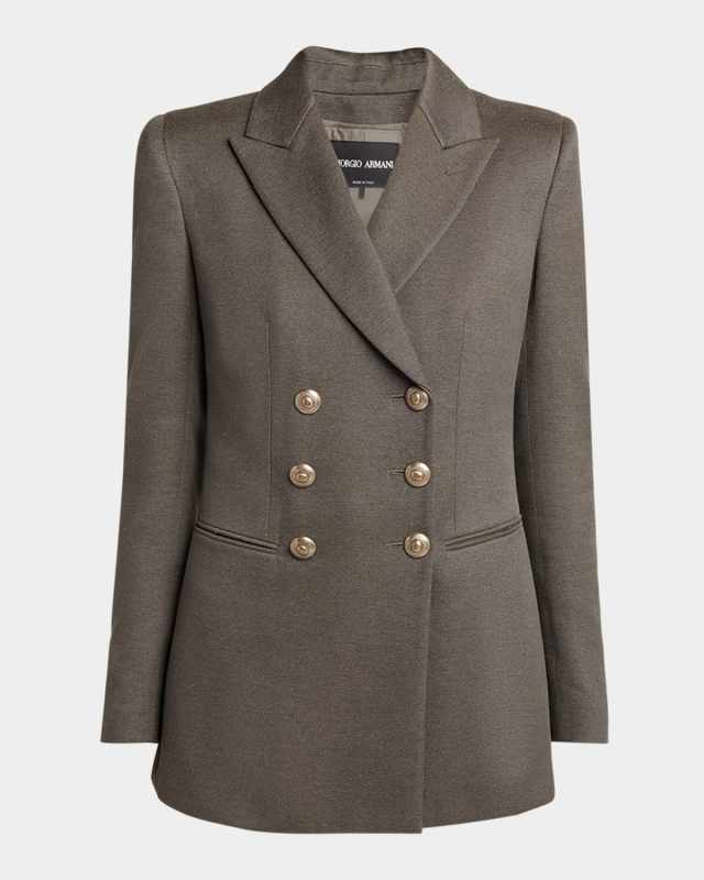 Silk Cotton Double-Breasted Blazer